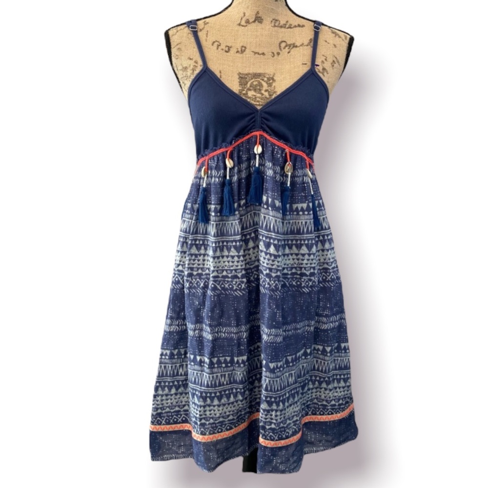 ANTHROPOLOGIE | Alphamoment Mixed Media Tribal Ribbed Tassel Tank Dress 6